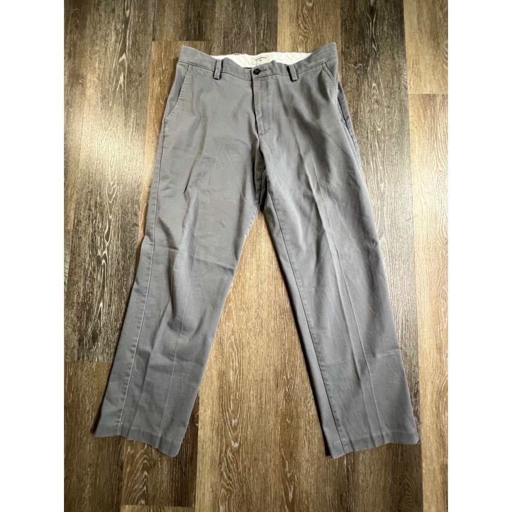 Dockers Chinos Mens W34 L32 Gray Classic Fit Straight Leg Cotton Blend Trousers